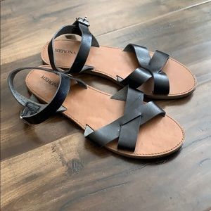 Black flat sandals